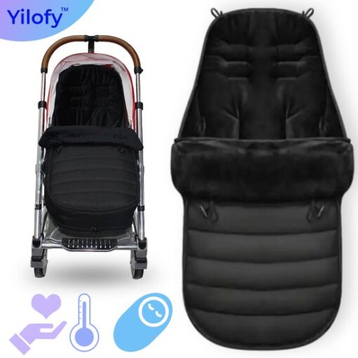 Yilofy Universele Luxe Voetenzak Babywagen & Autostoel Zwart Buggy Kinderwagen Voetzak Warmte Kou