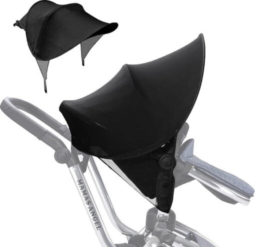 Zonwering voor kinderwagen, universele parasol, zonwering voor buggys, sportwagen, babyzitje, kinderwagen, anti-wind en anti-uv, zwart