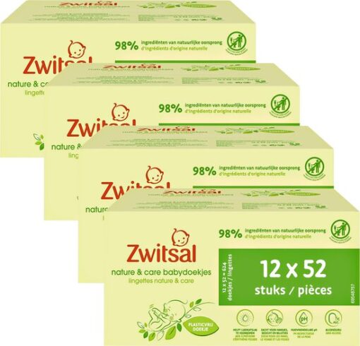 Zwitsal - Billendoekjes- Nature & Care Plasticvrij - 2496 babydoekjes - 48 x 52 stuks