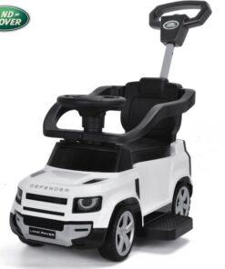 Land Rover Defender Loopauto - met Duwstang - 1 tot 3 jaar - 3-in-1 - Wit