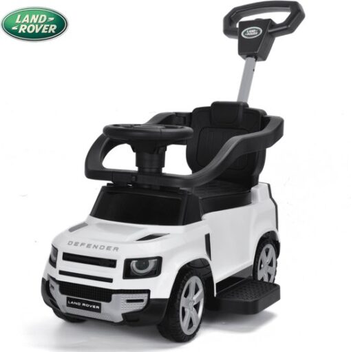 Land Rover Defender Loopauto - met Duwstang - 1 tot 3 jaar - 3-in-1 - Wit