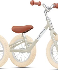 Veloretti Driewieler 2 in 1 Loopfiets met zijwieltjes - 1.5 t/m 4 jaar - 12 inch - Grijs / Beige