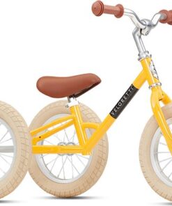 Veloretti Driewieler 2 in 1 Loopfiets met zijwieltjes - 1.5 t/m 4 jaar - 12 inch - Geel