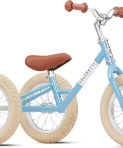 Veloretti Driewieler 2 in 1 Loopfiets met zijwieltjes - 1.5 t/m 4 jaar - 12 inch - Lichtblauw