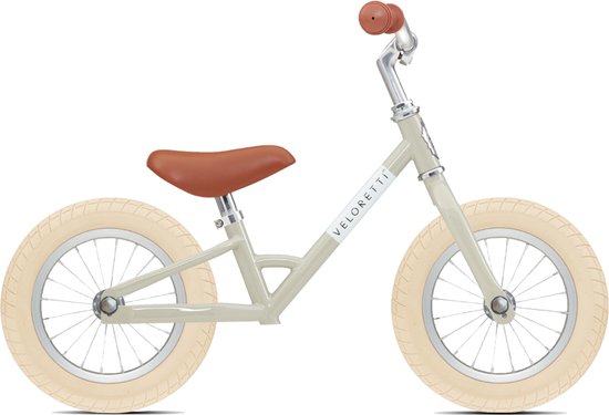 Veloretti Mini loopfiets - 12 inch - Grijs / Beige - 2-4 jaar