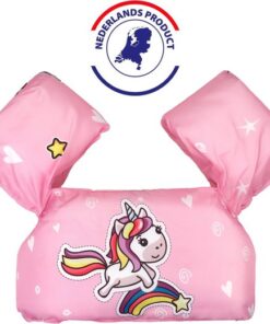 Edmondo Zwemvest kinderen - met Kinderslot / Veiligheidssluiting - Puddle Jumper Deluxe - Unicorn / Eenhoorn - 15 tot 30kg - 2 tot 6 jaar - Zwembandjes - Reddingsvest - Zwemvest kind - Nederlands product - NL handleiding