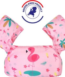 Edmondo Zwemvest kinderen - met Kinderslot / Veiligheidssluiting - Puddle Jumper Deluxe - Flamingo - 15 tot 30kg - 2 tot 6 jaar - Zwembandjes - Reddingsvest - Zwemvest kind - Nederlands product - NL handleiding