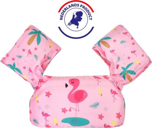 Edmondo Zwemvest kinderen - met Kinderslot / Veiligheidssluiting - Puddle Jumper Deluxe - Flamingo - 15 tot 30kg - 2 tot 6 jaar - Zwembandjes - Reddingsvest - Zwemvest kind - Nederlands product - NL handleiding