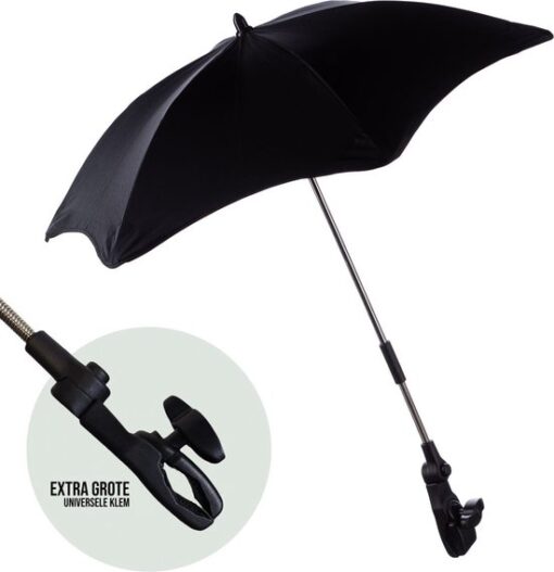 FreeON universele Parasol met klem voor buggy, kinderwagen of wandelwagen - Zwart