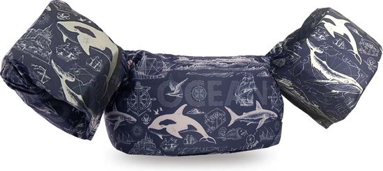 HappySwimmer® - Puddle jumper zwembandjes/zwemvest voor peuters en kleuters met Ocean print