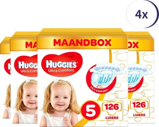 Huggies Luierbroekjes - maat 5 (12 tot 17 kg) - Ultra Comfort - unisex - 256 stuks (8x32) - Maandbox