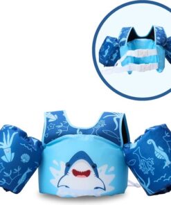 JT Products Puddle Jumper Haai – Zwembandjes – Zwemvest – Reddingsvest Kind - Voor Kinderen van 2 tot 6 jaar - 14 tot 35 kg – Drijvest – Zwemvleugels – Zwemmen – Swimtrainer – Zwemgordel – Zwemkurk - Verstelbaar – Blauw – Dubbele Sluiting – One Size