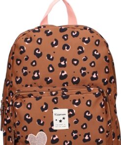 Kidzroom Attitude Kinderrugzak | 6,4 L | Taupe | kleine fashionsta | rugzak | schooltas | kinderen | panterprint | 34*26*10 cm