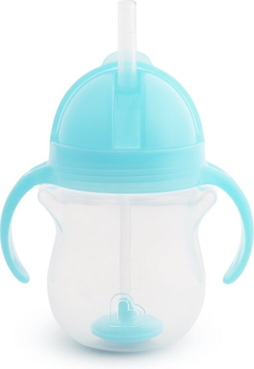 Munchkin Tip & Sip Antilek Rietjesbeker - Drinkbeker met Rietje - Vaatwasserbestendig - Vanaf 6 maanden - 207ml - Blauw- drinkbeker met rietje