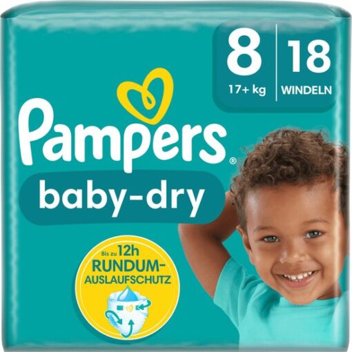 Pampers - Baby Dry - Maat 8 - Small Pack - 18 luiers - 17+ KG