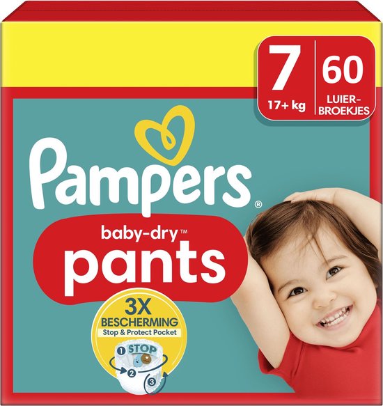 Pampers Baby-Dry Pants - Maat 7 (17kg+) - 60 Luierbroekjes - Maandbox