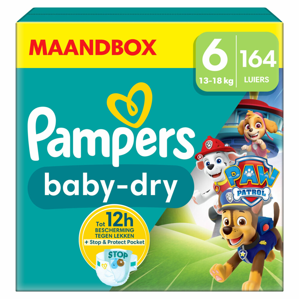 Pampers Baby Dry Luiers Paw Patrol Maat 6 (13-18 kg) 164 stuks