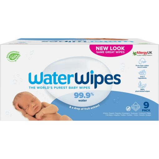 Water Wipes Baby Wipes 9 Pack Tedere Vochtige Babydoekjes 9x60 st