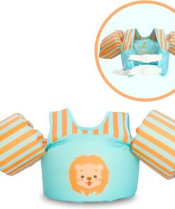 JT Products Puddle Jumper Leeuw – Zwembandjes – Zwemvest – Reddingsvest Kind - Voor Kinderen van 2 tot 6 jaar - 14 tot 35 kg – Drijvest – Zwemvleugels – Zwemmen – Swimtrainer – Zwemgordel – Zwemkurk - Verstelbaar – Blauw – Dubbele Sluiting – One Size