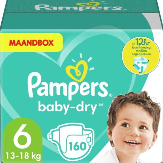 Pampers Baby Dry Luiers Maat 6 - 160 Luiers Maandbox