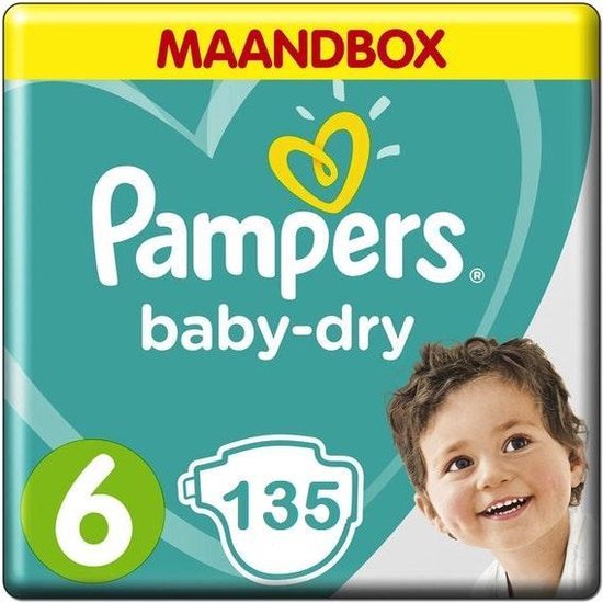 Pampers Baby Dry Maat 6 - 135 luiers Maandbox