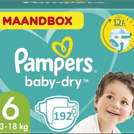 Pampers Baby Dry Maat 6 - 192 Luiers Maandbox