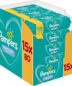 Pampers Fresh Clean Vochtige Reinigings Doekjes voor Kinderen voor Gevoelige Huid 15x80 st